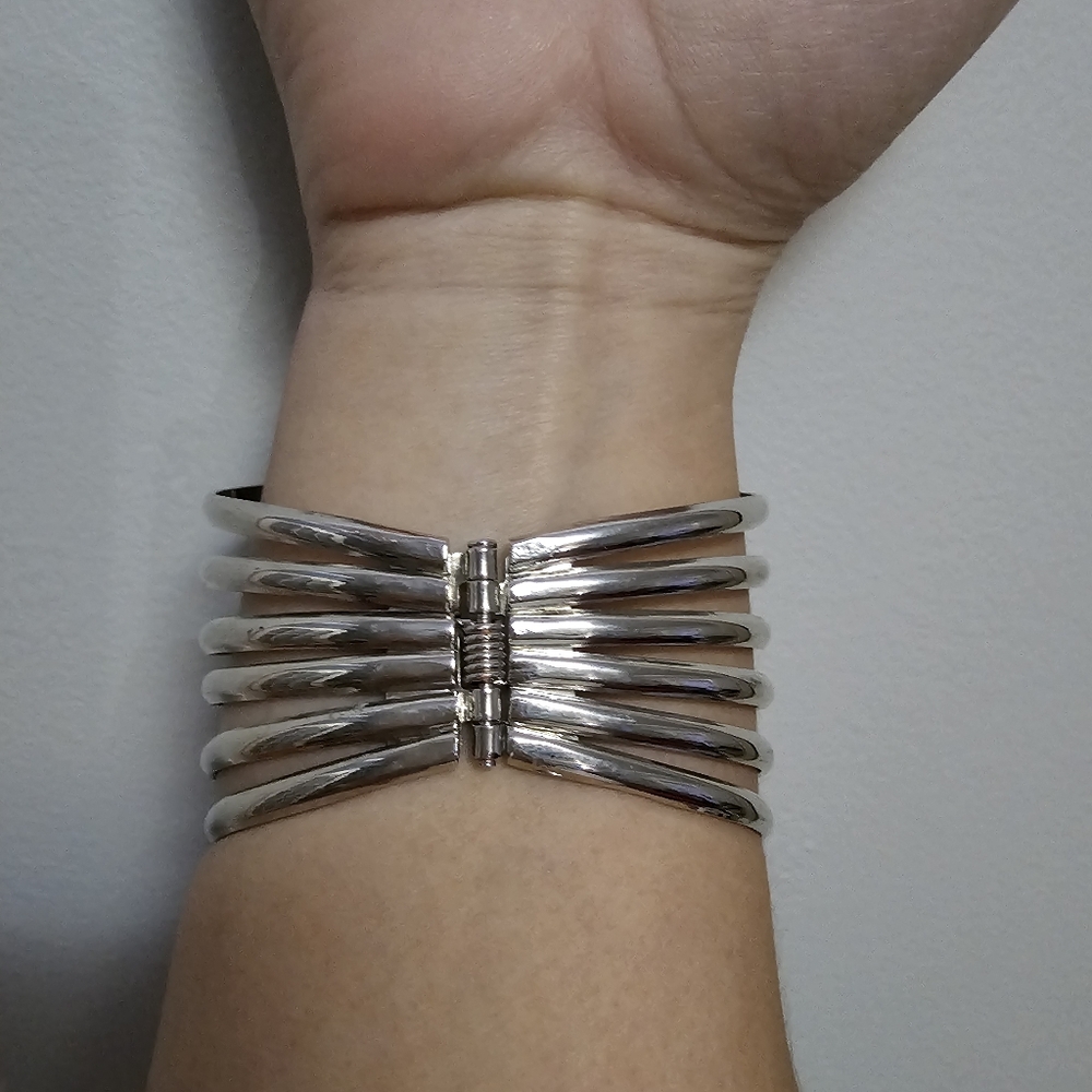 Statement Silver Coil Cuff Bracelet - image 3
